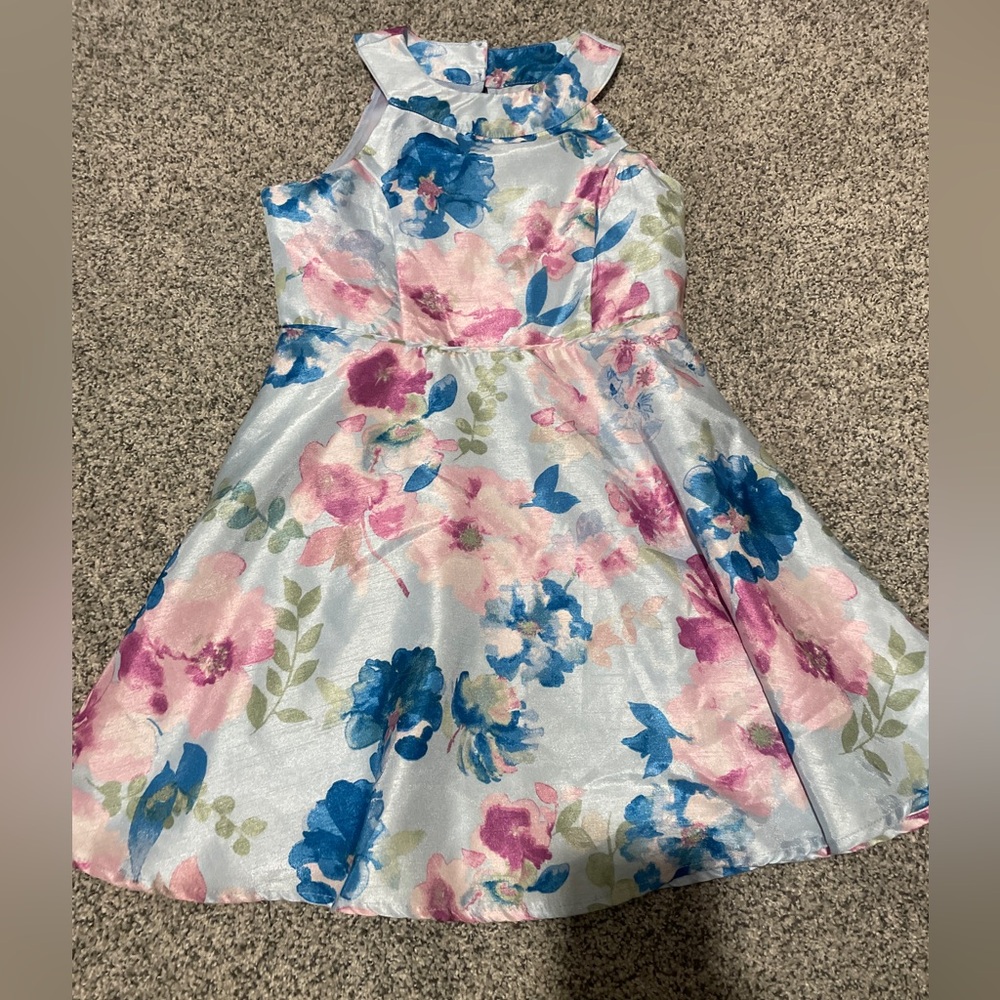 Zhenzi Pink and Blue Pleated Halter Sundress for Weddings